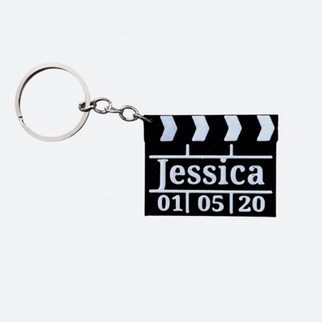 Llavero 3d Claqueta de cine personalizado con nombre